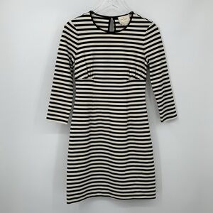 Kate Spade knit dress black white stripe stretch long sleeve shift preppy 4